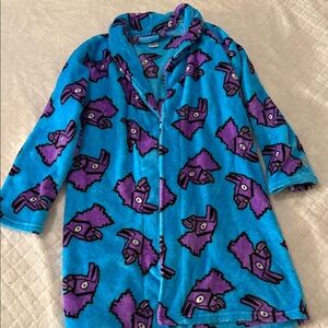 Blue and Purple Llama Print Robe